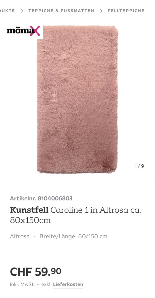 Teppiche: Kunstfell Teppich "Caroline" Altrosa, 80x150cm NEU – Neu (gemäss Beschreibung) aus Horw von ast_b5c6