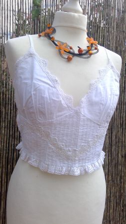 Top bustier blanc avec dentelles ZARA, taille L, NEUF