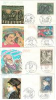 4 FDC - Künstler Marken, 1. Tag Stempel 1968, Frankreich