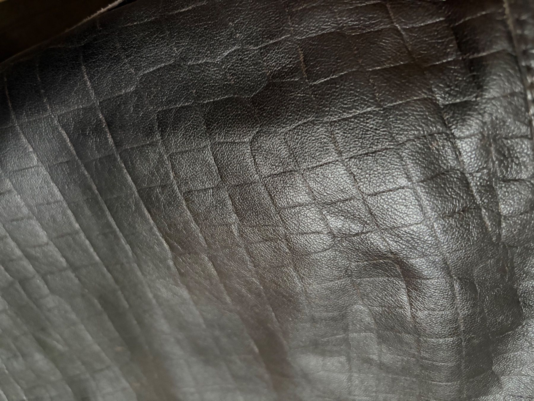 Pantaloni: Dark Brown Leather Trousers - Croco Press – Usato da Luzern venduto da AM2nd 3