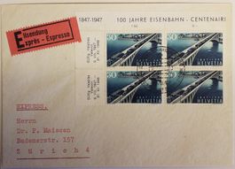 B144) 280, Elektro Züge auf Brücke, Expres FDC im 4-Block