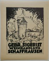 Alte Weinetikette von Arnold Oechslin Schaffhausen