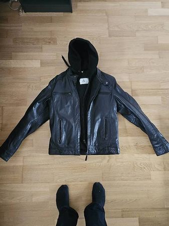 Lederjacke Serge Pariente mit abnehmbarer Kapuze Grösse L