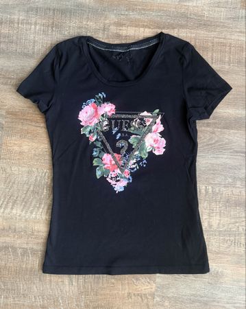 Guess T-Shirt Schwarz Blumenprint Gr. S 36
