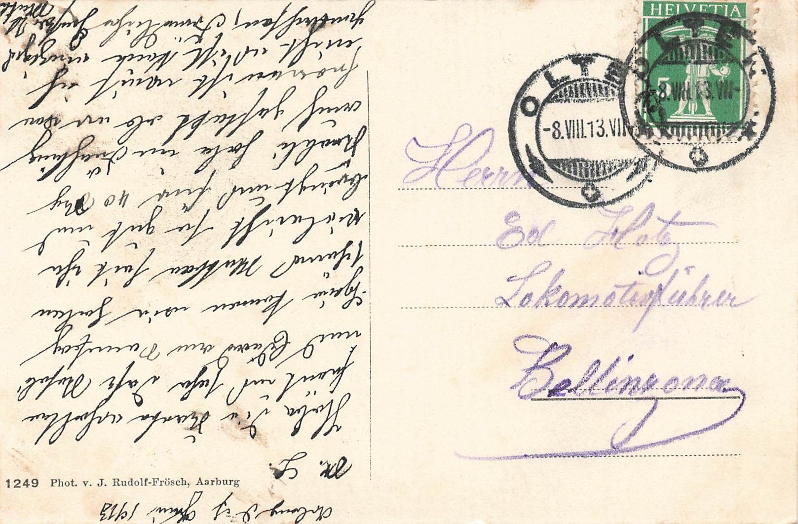 Cartoline postali: Aarburg – Usato da Biasca venduto da Blenio71 1