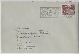 1950 Maschinenstempel 2.1.42 dt Zürich auf Brief