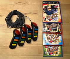 Buzz! PS2 Komplettset mit 4 Buzzer und 4 Spielen