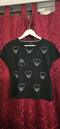 Marc Cain Kurzes Top mit Katzen und Herz Gr.S Neu