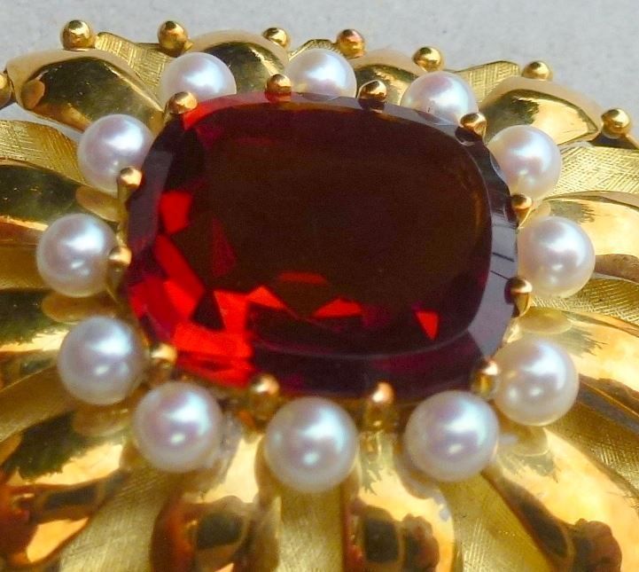 Spille & Fermagli: Top ++ Gold-Brosche mit roten Edelstein und kleinen Perlen – Usato da Walkringen venduto da Casablanca777 4