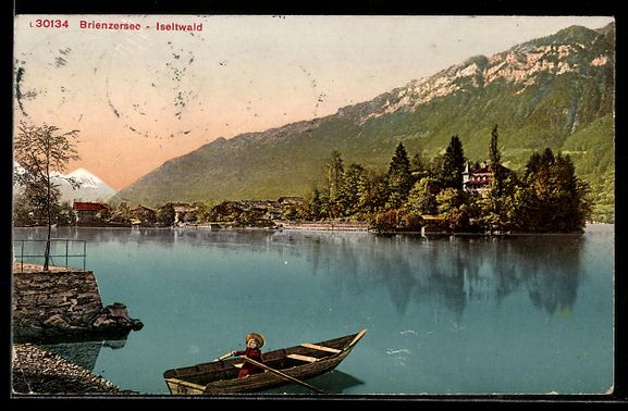 Cartoline postali: Iseltwald /Brienzersee, Panorama mit Boo – Usato da Berlin venduto da bartko-reher