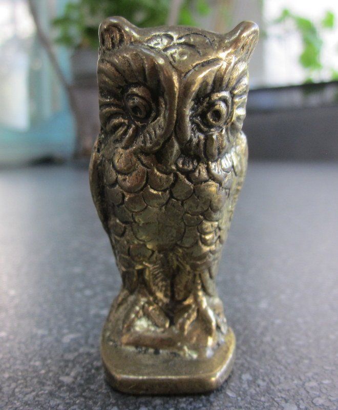 Figuren: Kleine alte Messingfigur Eule massiv, Höhe 6 cm – Gebraucht aus Bischofszell von raika