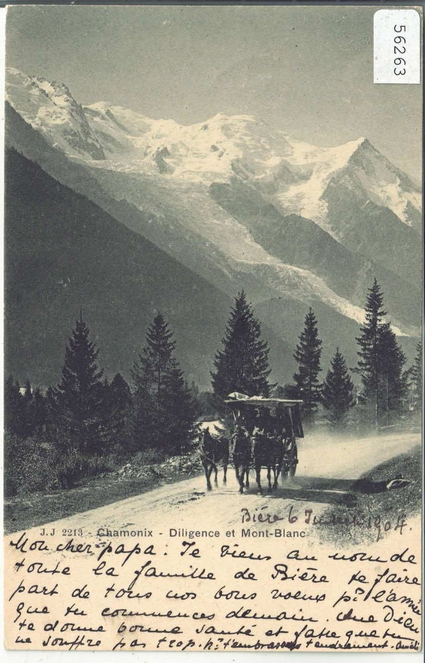 Cartes postales: Chamonix - Diligence et Mont-Blanc - Kutsche – D'occasion à Ettingen par Kartenplanet