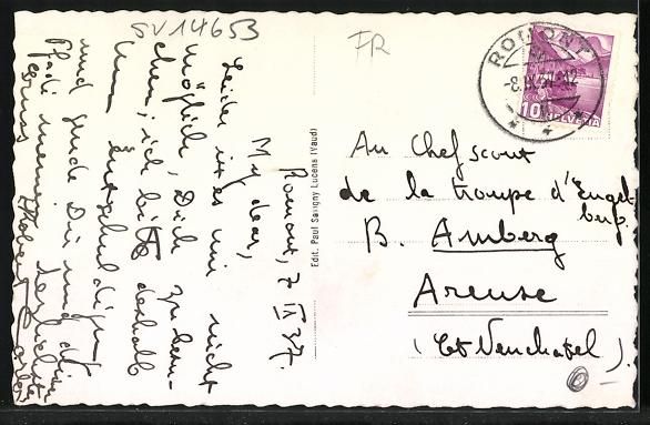 Cartoline postali: AK Romont /FR, Vue générale, 1937 – Usato da Berlin venduto da bartko-reher 1