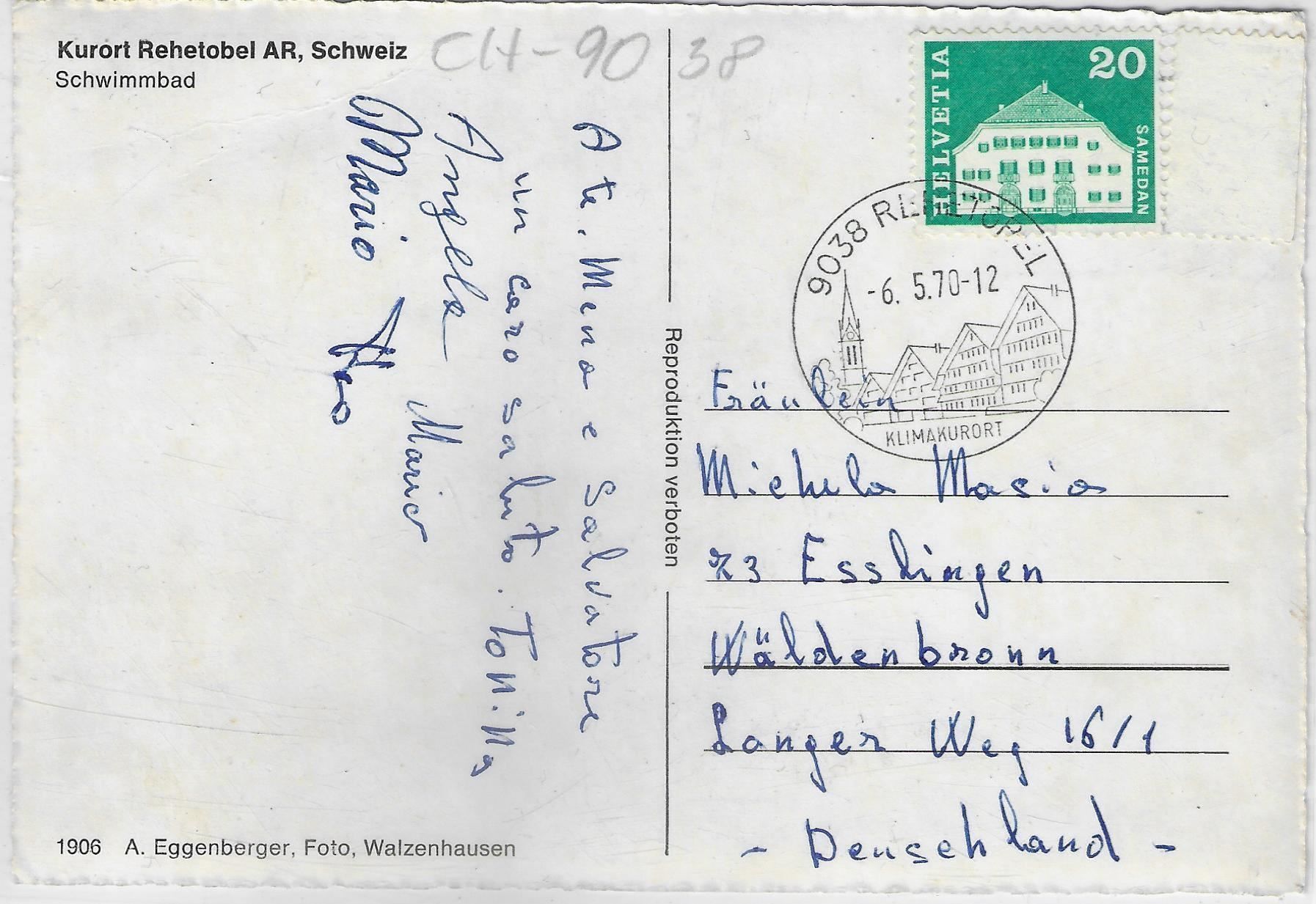 Cartoline postali: Rehetobel AR - Schwimmbad – Usato da Ettingen venduto da Kartenplanet 1