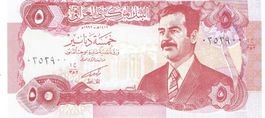 Irak 5 Dinars 1992 P-80 Saddam Hussein UNZ