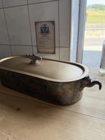 Fisch Bräter mit Fischgriff und Elefantenhenkeln alt
