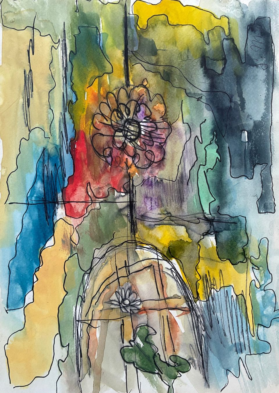 Gemälde: Das Grab - Monogrammiert S . M .  - Aquarell – Gebraucht aus Meinisberg von duveen