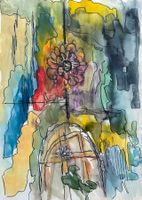 Das Grab - Monogrammiert S . M .  - Aquarell