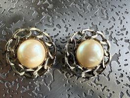 Ohrringe gold mit Perle Channellook