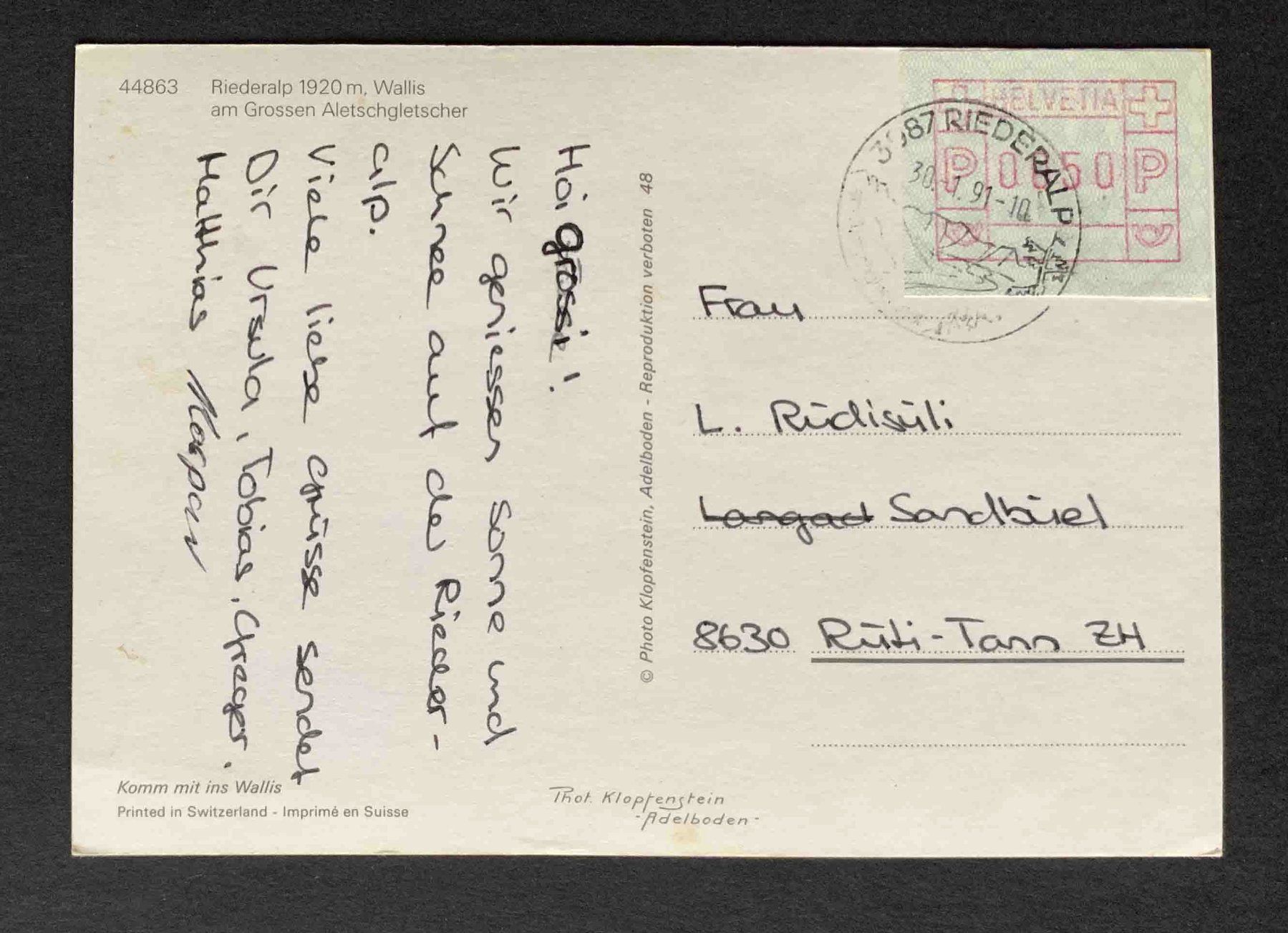 Cartoline postali: AK Telegramm von der Riederalp – Usato da Goldau venduto da artelier1 1