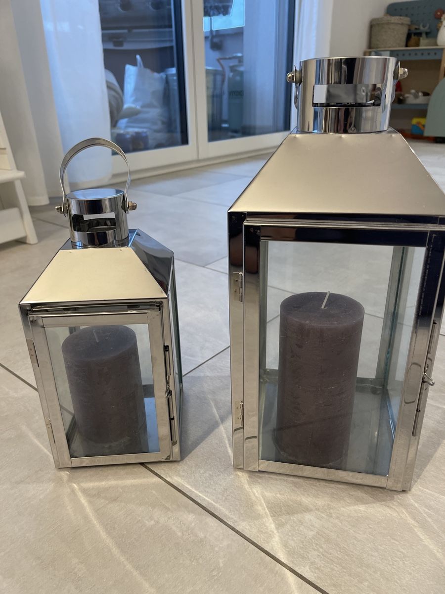 Lanterne: 2er Set Windlichter / Laternen, Metall/Glas – Usato da Au ZH venduto da ilagali 1