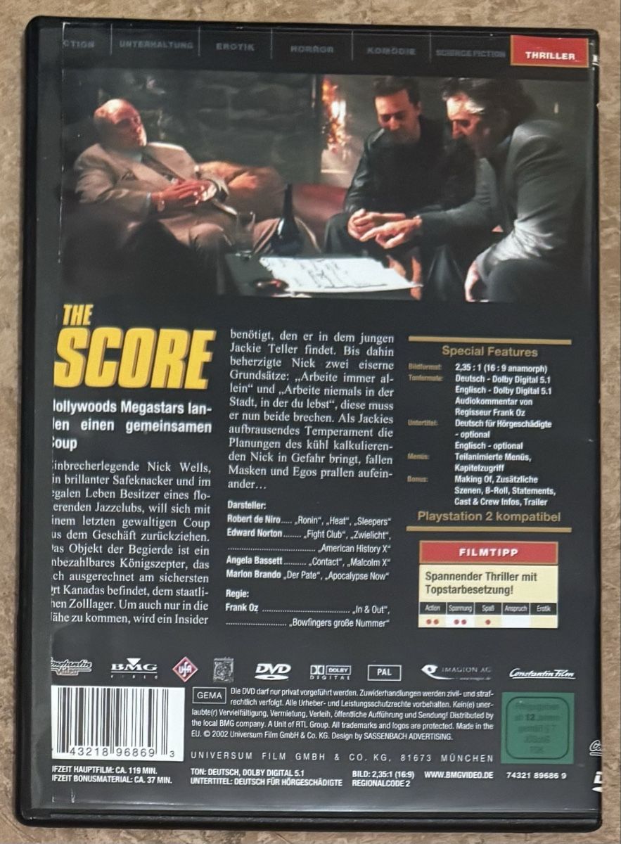 Tous les DVDs: THE SCORE  – Neuf (Voir description) à Dietikon par AndreaSch01 1
