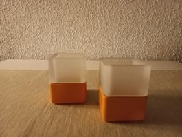 2er Set Teelichthalter orange/weiss für gemütliche Zeit