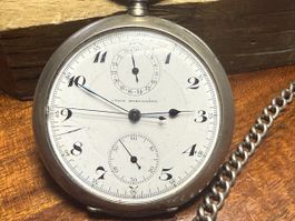 Antike Taschenuhr UNION HORLOGERE 0.800 Silber Chronograph
