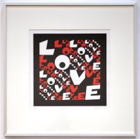 LOVE sign. Siebdruck Serigrafie Liebe signiert