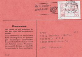 Krankmeldung 1983 mit Automatenmarke