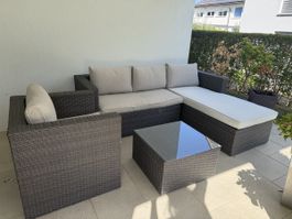 Gartenlounge Polyrattan 4-teilig guter Zustand