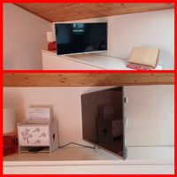 Télévision avec suport mural+ mit Kasten WIFI für F-Bedinung