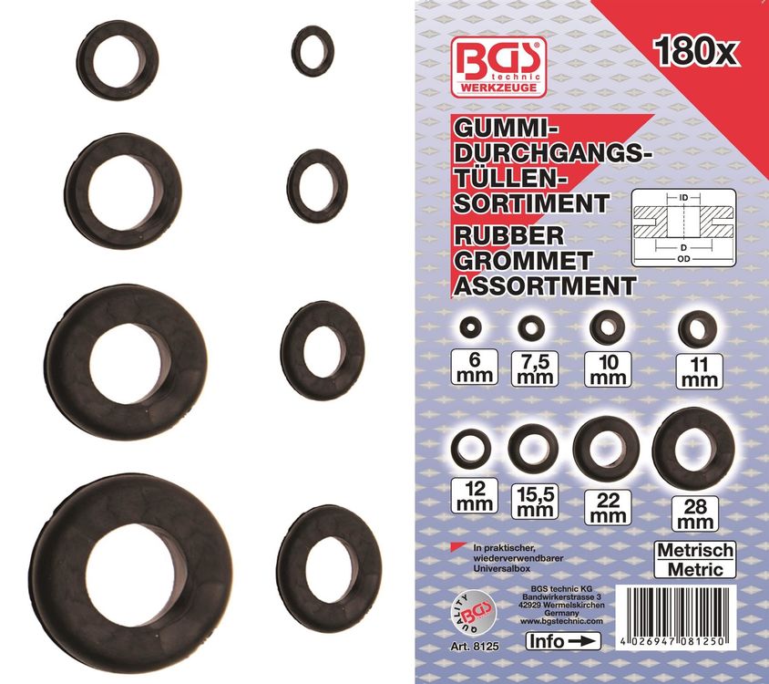 Durchgangstüllen-Sortiment, 180 Tlg., BOX-DT180 Kaufen