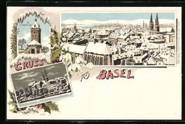 Winter-Lithographie Basel, Pfalz, St. Jo
