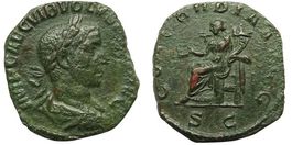 VOLUSIAN AE Sestertius. Nice green patina. Rare!