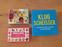 3 Partyspiele Schwindelmeister, Klugscheisser, Emoji Quiz