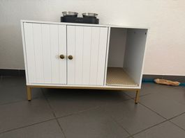 Meuble pour litière chat Relaxdays Katzenschrank + litière i