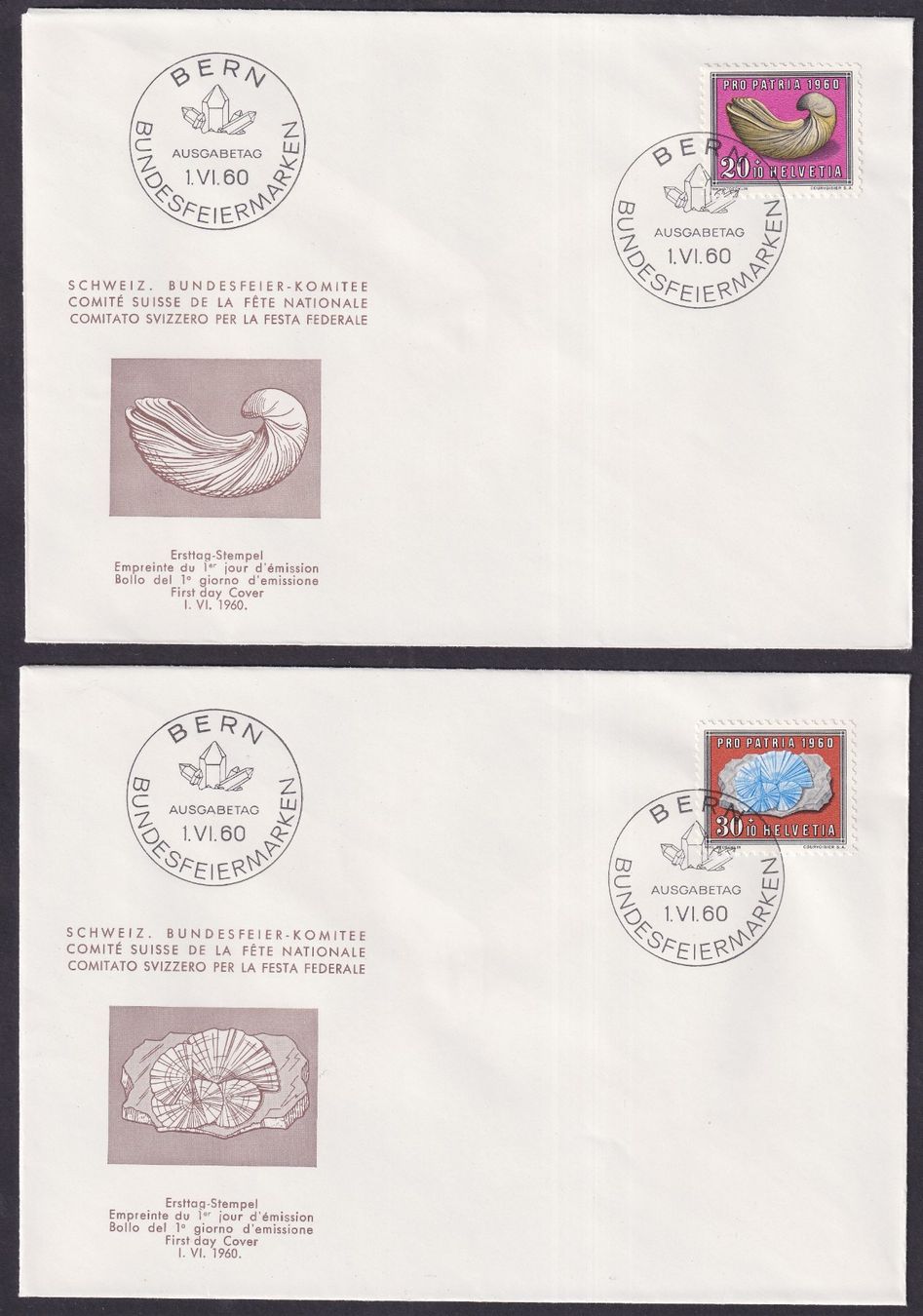 Tutti i francobolli: 1960, B96-B100 illustrierte Komitee FDC, adresslos, Kat:75.- – Usato da Sursee venduto da Luzernerraute 3