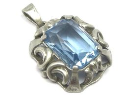 Antik Anhänger Silber 835 blauer Schmuckstein