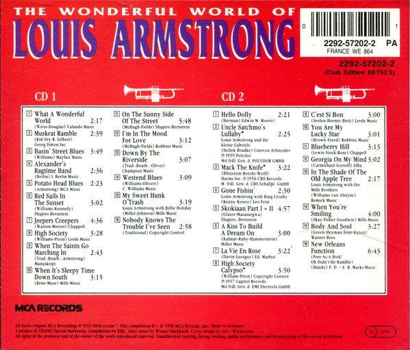 CD: 2-CD Louis Armstrong - Wonderful world/32 grössten – Usato da Möriken AG venduto da mineralia 1