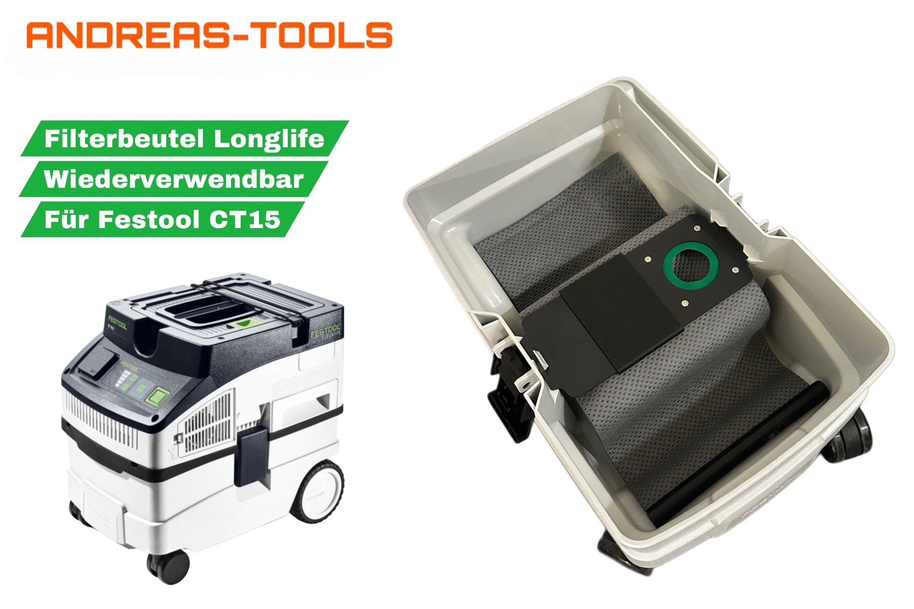 Aspirapolveri & Accessori: Wiederverwendbar Filterbeutel für Festool CTL15 MIDI/MINI – Nuovo e nell'imballaggio originale da Nebikon venduto da Andreas-Tools