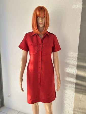 Lauren Ralph Lauren Kleid Seide rot Grösse 4P kurzarm