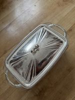 Versilberte Servier- und Auflaufform mit Glas-Einsatz & Deck