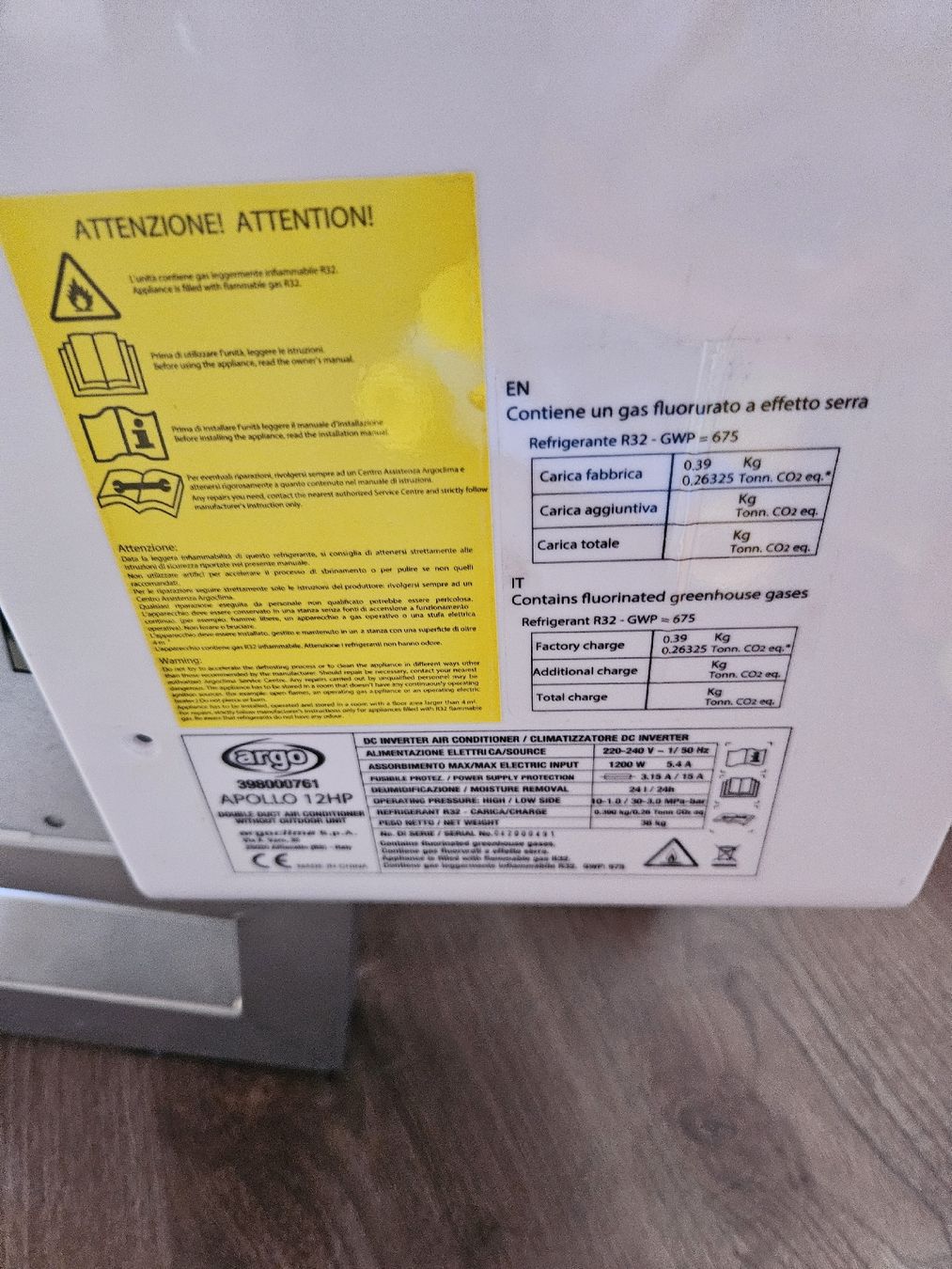 Argo Climatiseurs: Argo Apollo 12HP – Défectueux à Watt par leo-micky 1