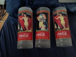 Coca-Cola Gläser 3 Stk. mit Retro Motiven Sammlerstücke