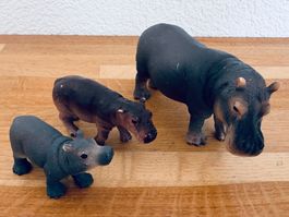 SCHLEICH & BULLYLAND - Nilpferd Familie 14831 14814