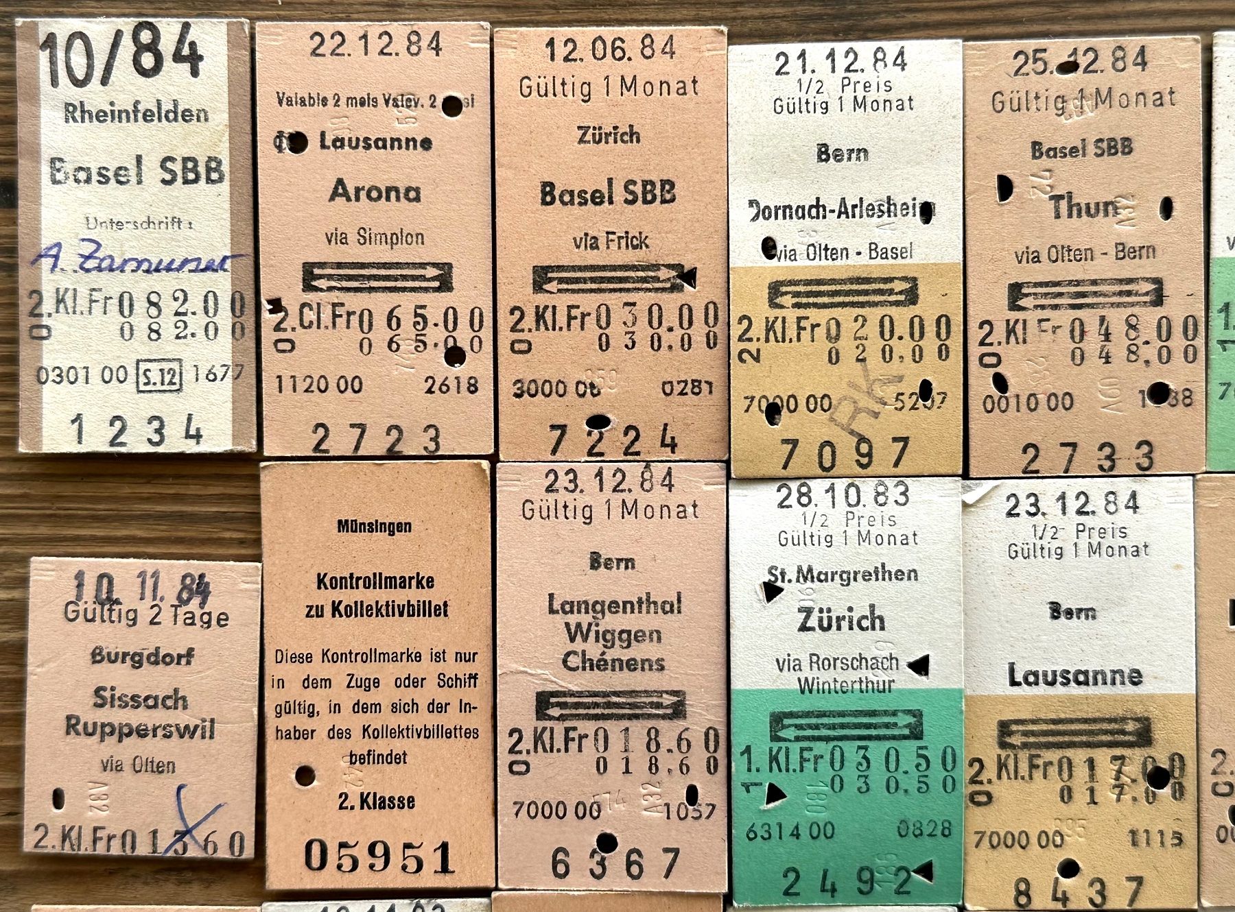 Billets: 20 Top Billette, SBB, Tickets Edmondsche Kartonbillette – D'occasion à Seltisberg par quadartswiss 1
