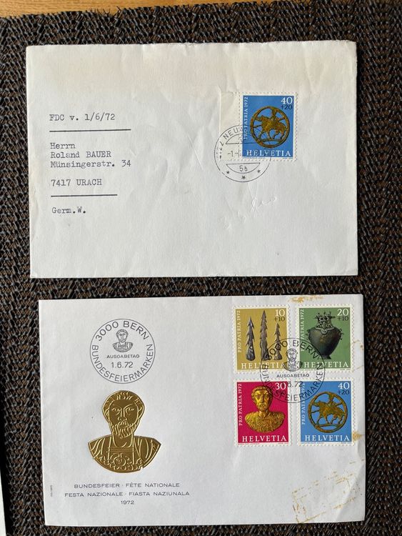 Tutti i francobolli: Enveloppes avec timbres Pro Patria 1971/1972/1974/1975 – Usato da Châtel-St-Denis venduto da Vaillant1 2