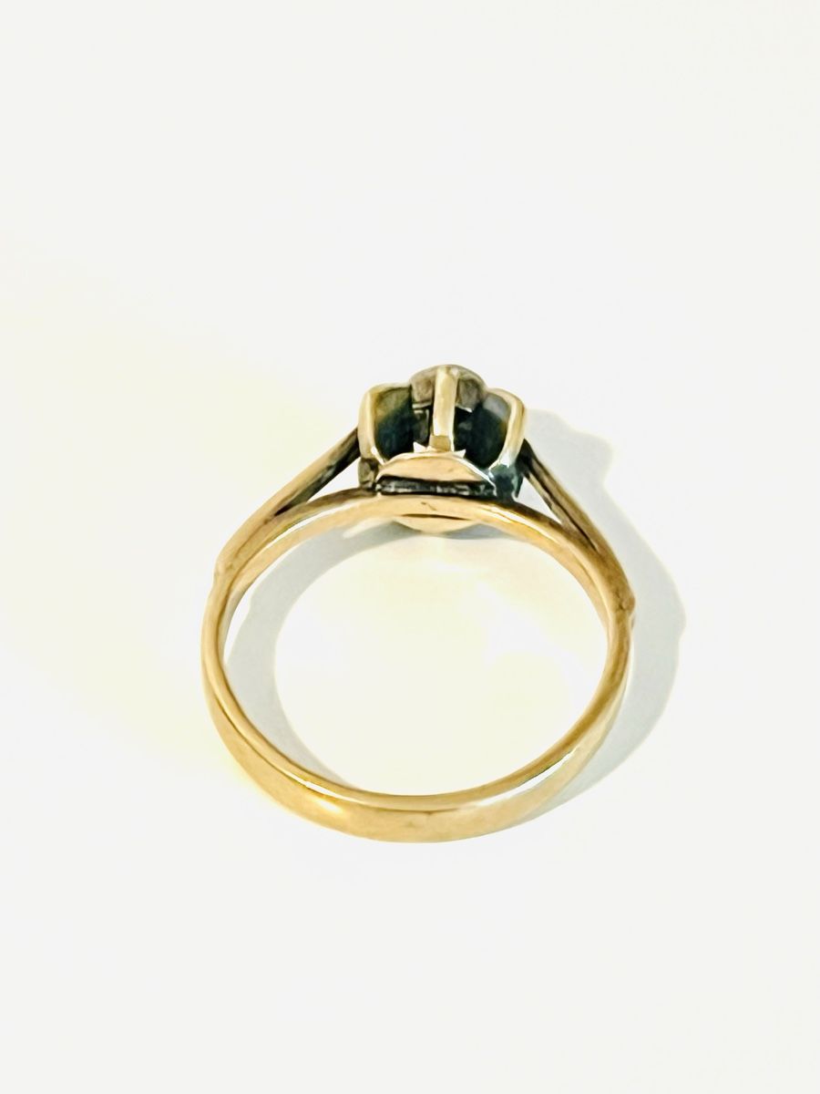 Anelli: 14K Yellow Gold Natural Diamond Solitaire Ring – Usato da Rüschlikon venduto da topswissvintage 5