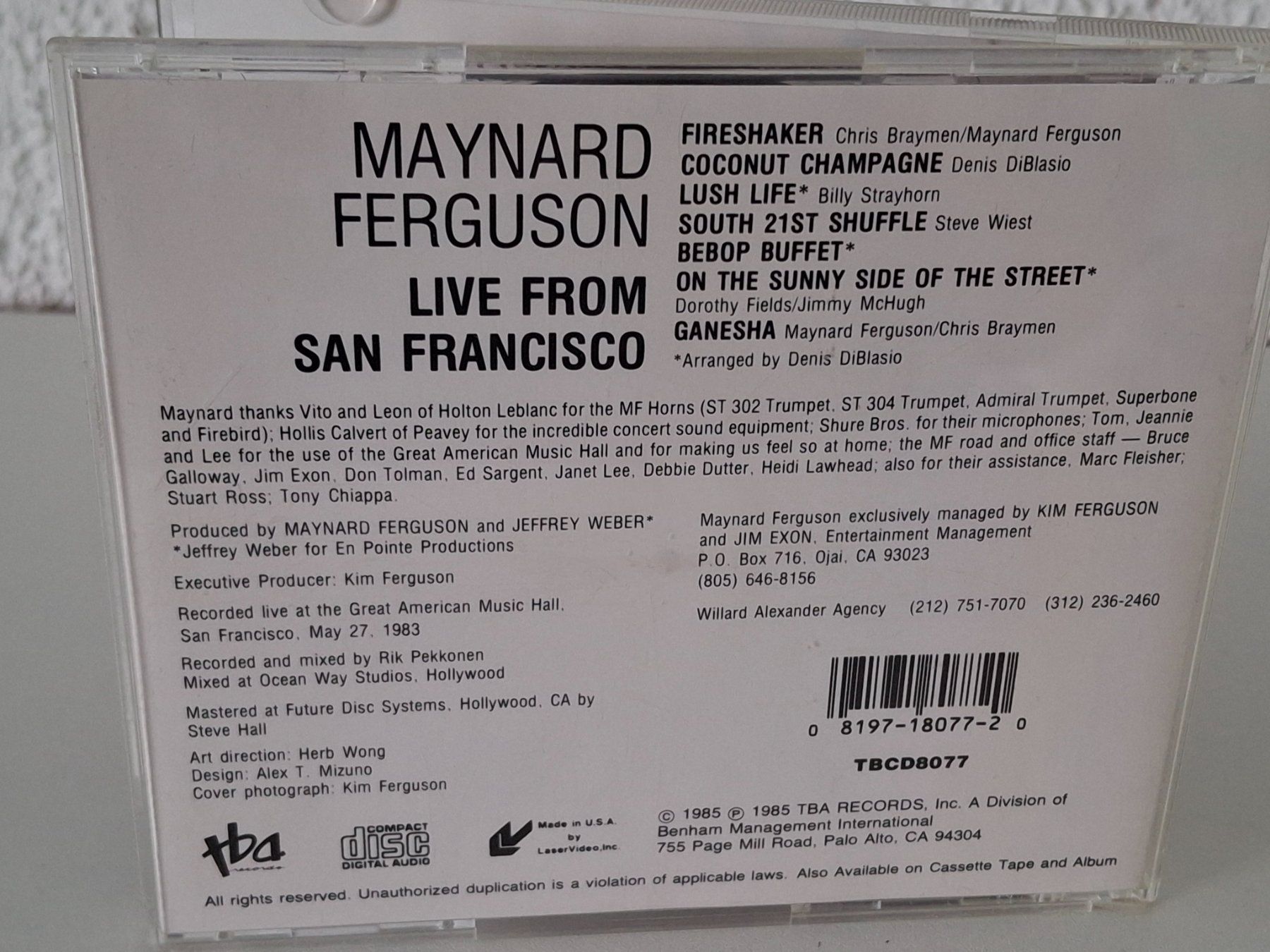 CD: CD Maynard Ferguson - Live from San Francisco – Usato da Aarberg venduto da Jackup1 1